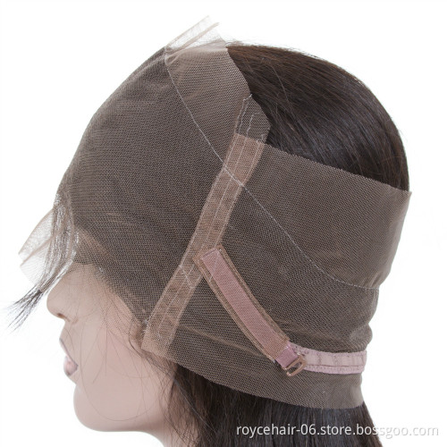 Thin Skin Transparent Pre plucked 360 Degree Human Hair Full Lace Frontal Closure with Baby Hair